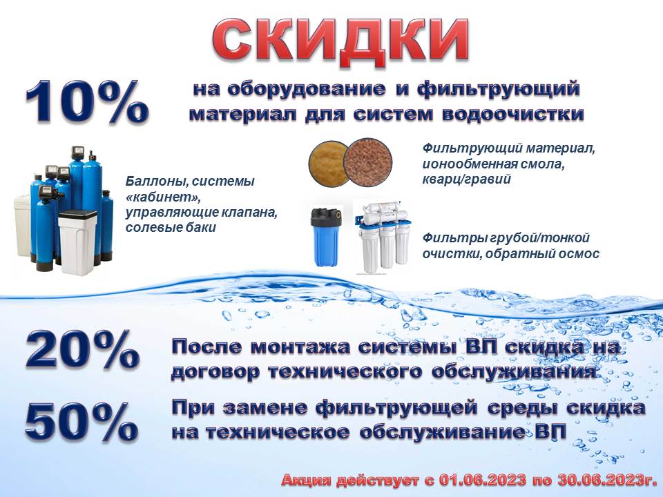 скидка на установку систем очистки воды